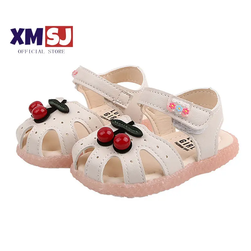 Summer Baby Sandals for Girls Cherry Closed Toe Toddler Infant Kids Princess Walkers Baby Little Girls Shoes Sandals Size 15-30