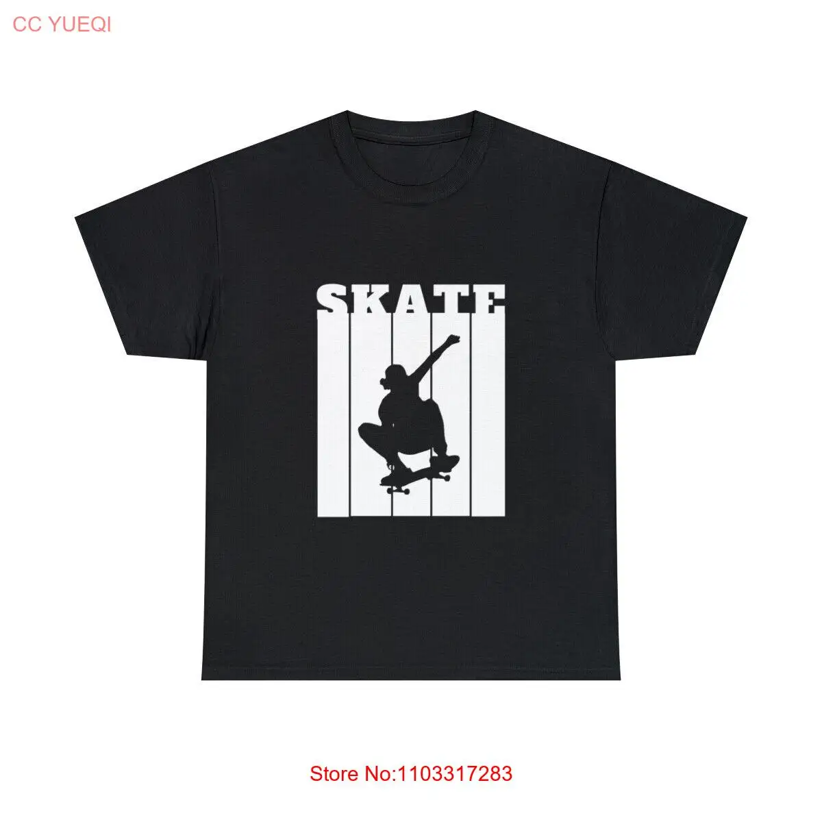 Черная Тяжелая хлопковая футболка унисекс для скейта
