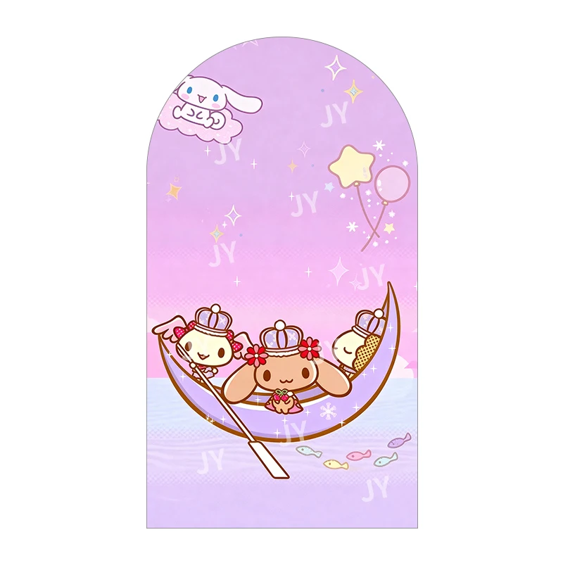Фото Фон для фотосессии Cinnamoroll Sanrio: космическая тематика, луна, лодка, звездное небо, милый мультяшный декор для дня рождения и детского праздника №4