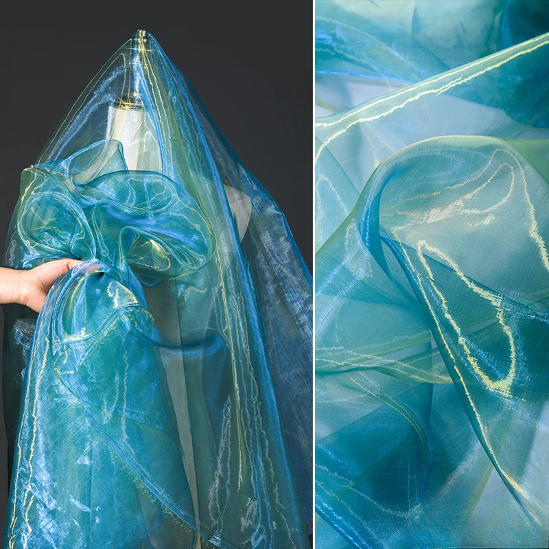 Градиент цвета иллюзия органза сетчатая ткань одежда DIY сцена свадебный фон