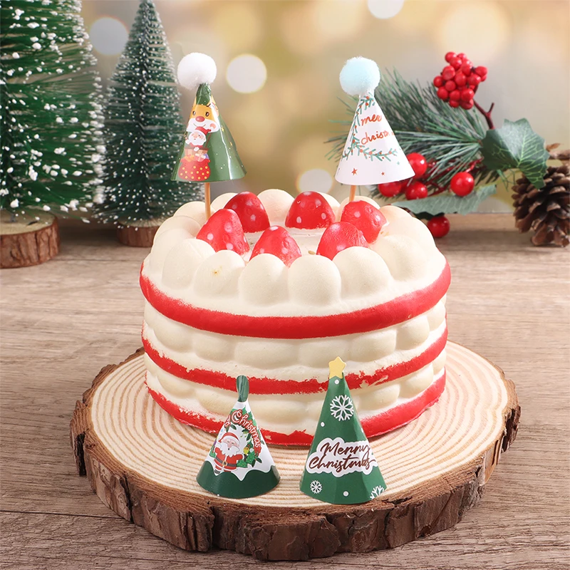 Mini Hat Baking Cake Topper Set 1:12 Dollhouse Miniature Hat Hairball Birthday Cap Christmas Hat Scene Decor Toy images - 6
