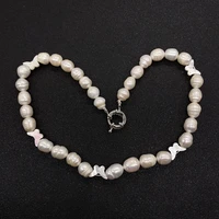 natural beige white pearl necklace butterfly mother of pearl 8 9mm pearl necklace all matching lengths 40cm