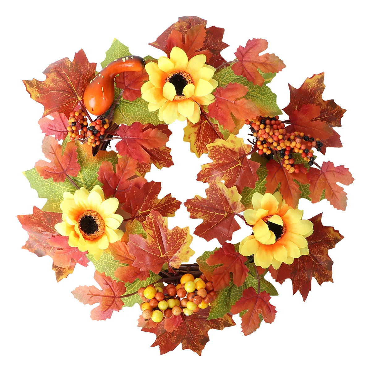 

1PC Maple Leaf Wreath Simulated Maple Leaf Wreath Maple Leaf Sunflower Garland for Door Wall Home Party