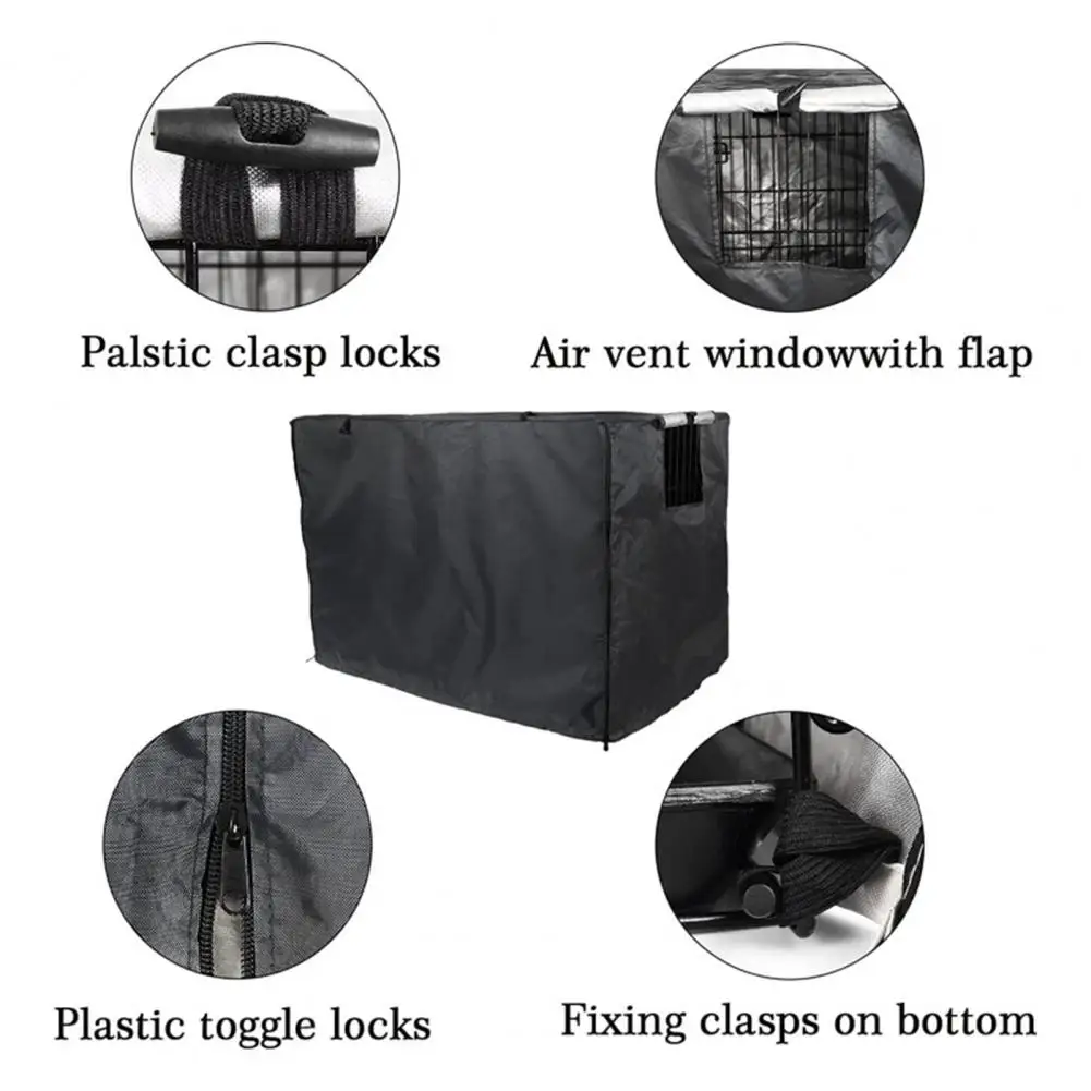 

Wear-resistant Pet Cage Cover Black Sun Protection Pet Kennel Case Waterproof Zipper Closure Pet Cover Pet Supply