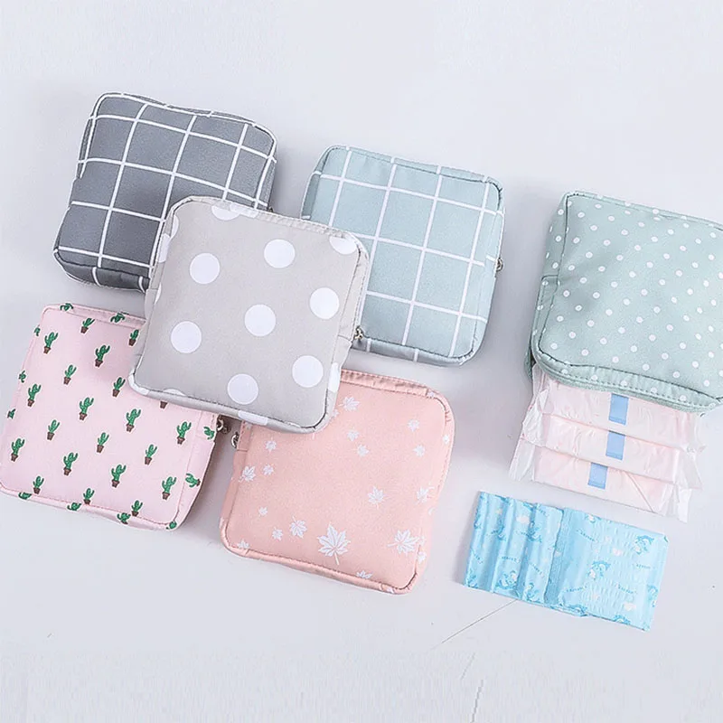 

Diaper Sanitary Napkin Storage Bag Canvas Pad Makeup Bag Coin Purse Jewelry Organizer Credit Card Pouch Case Tampon Packaging