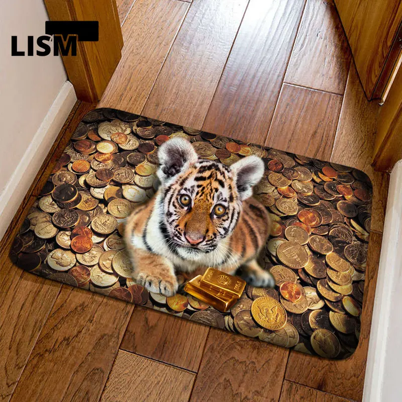 

Hallucination Tiger Pattern Carpets Living Room Bedroom Kitchen Creative Mats Hallway Creative Decorate Floor Home Bath Rugs