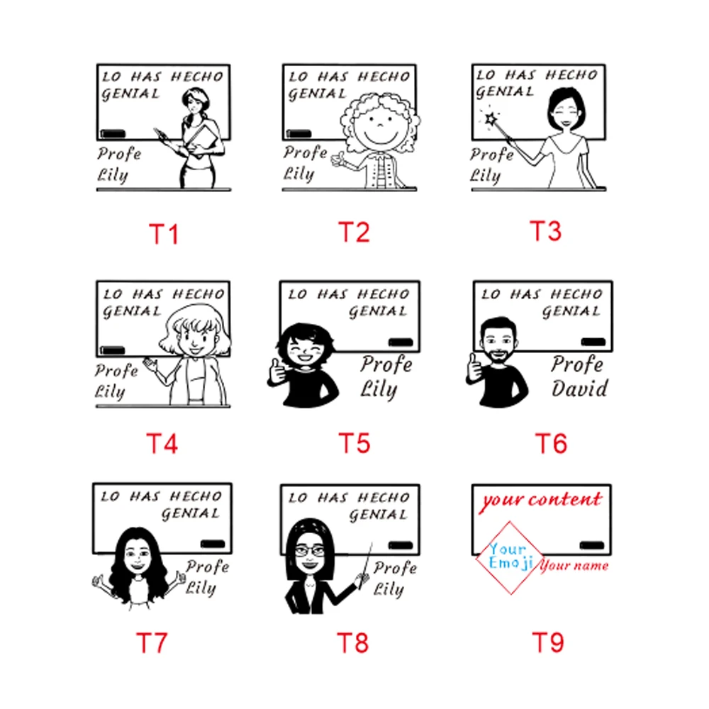 Teacher Stamp Personalized Custom Name Self Ink Gift School Male Female Design 40x40mm |