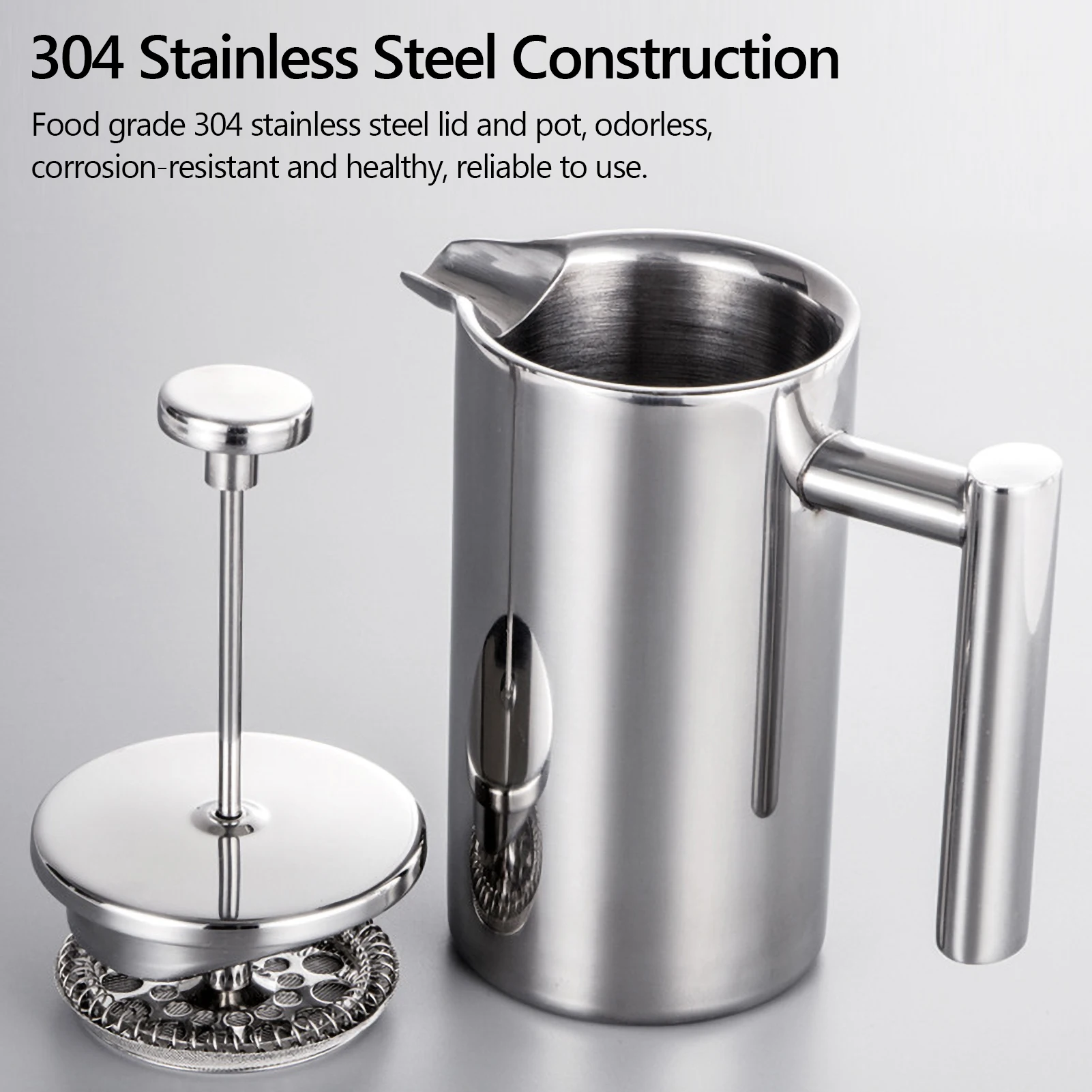 

350ml/800ml/1000ml French Press Coffee Maker Stainless Steel Double Walled Insulated Coffee Maker Pot