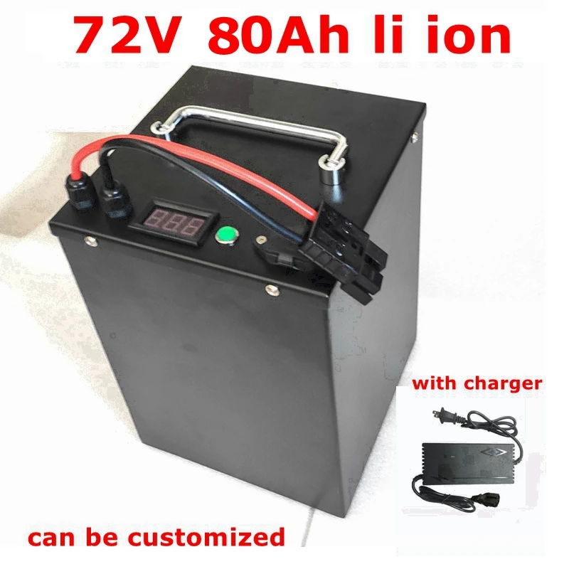 

MLG waterproof 72v 80Ah lithium ion battery 150A BMS for 6000w 7000w bakfiet bike tricycle Forklift Motocycle EV +10A charger