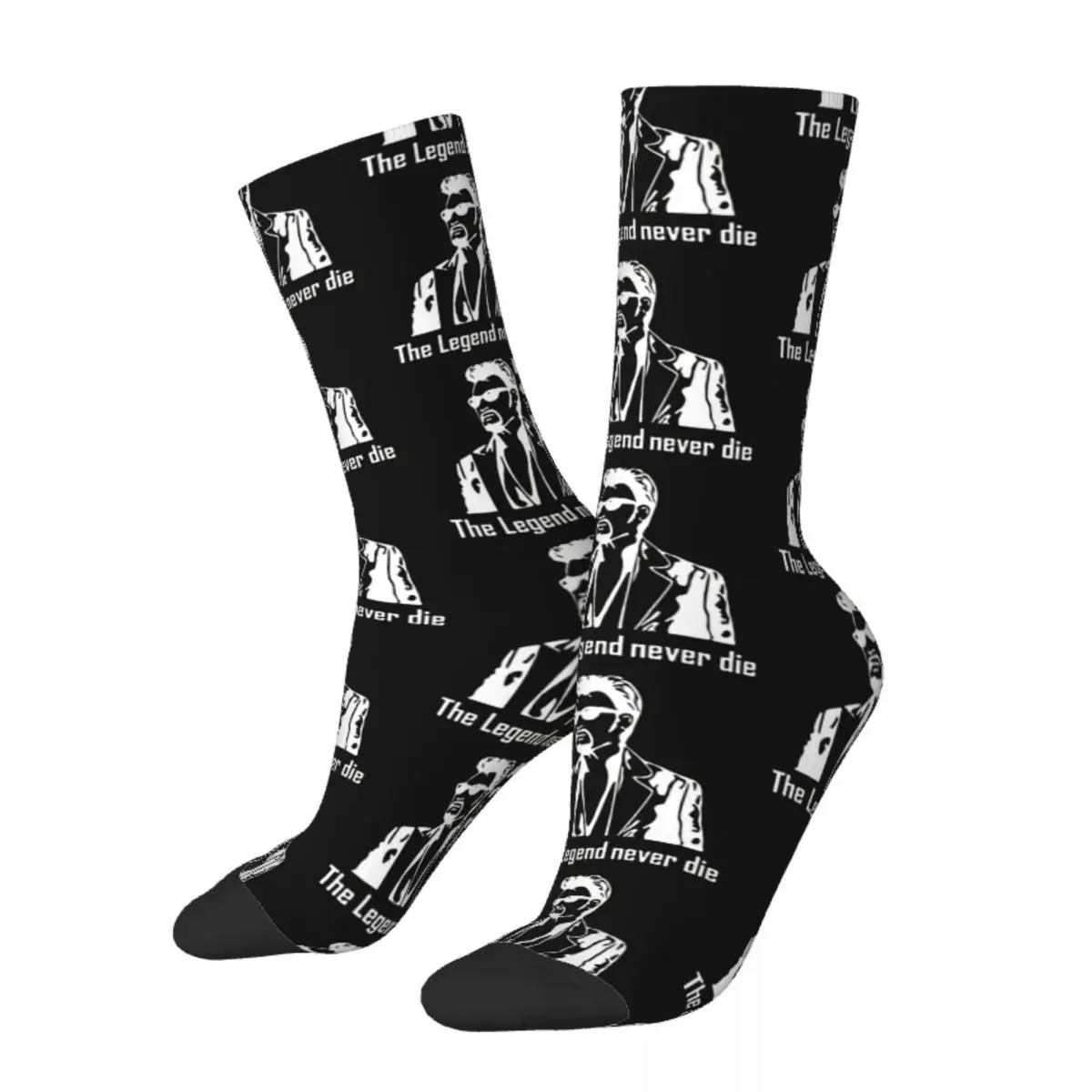 

Happy Men's Socks Legend Never Die Vintage Harajuku Johnny Hallyday Hip Hop Seamless Crew Crazy Sock Gift Pattern Printed