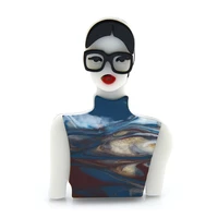 wulibaby acrylic cool lady brooches for women 2 color wear big glasses girl party office brooch pin gifts