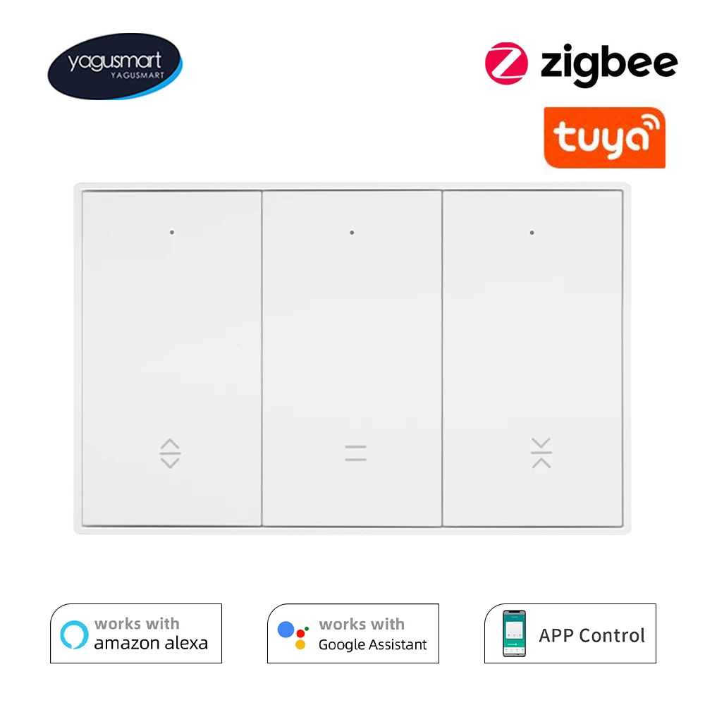 

Умный выключатель Yagusmart Tuya Zigbee для штор, кнопочный выключатель с колесиками и затенением, управление через Alexa Google Home, голосовое управление