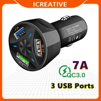 3 ports usb car charger quick charge 3 0 fast cigarette lighter for samsung huawei xiaomi iphone car charger qc 3 0 accessories