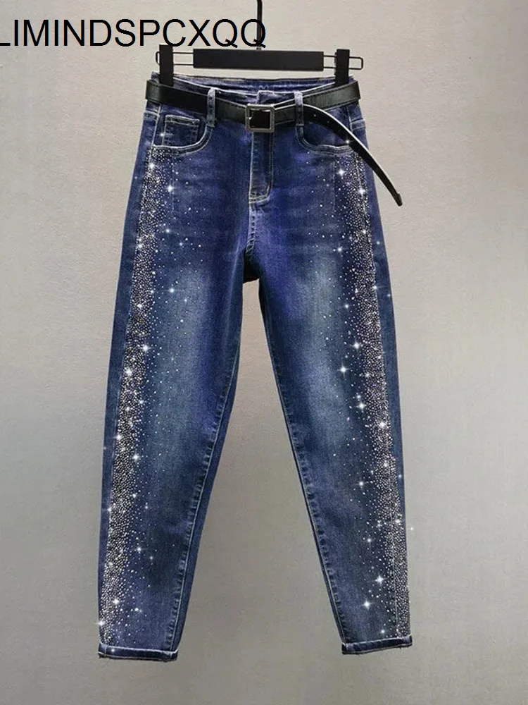 

Женские джинсы с высокой талией, винтажные свободные шаровары из денима в Корейском стиле, весна-осень 2023