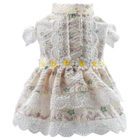 spring and summer new dog cat clothes teddy bear small and medium dog clothes floral princess lace skirt