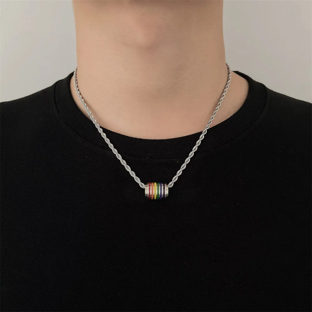 

Fashion Trend Stainless Steel Hip Hop Elegant Delicate Rainbow Bead Necklace Men and Women Jewelry Party Premium Gift Wholesale