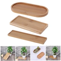 bamboo wood saucer plant tray oval rectangle pot tray mini plant flower pot stand favor succulent pot tray balcony decor supplie