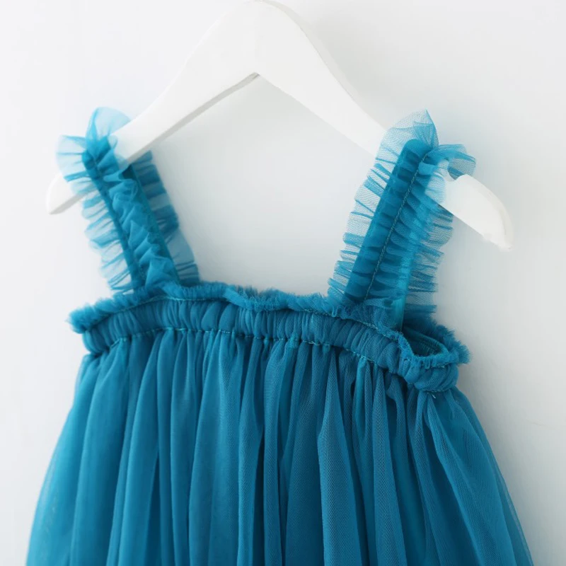 Платье на бретельках для девочек Новинка 2022 года Летний стиль Детские кружевные