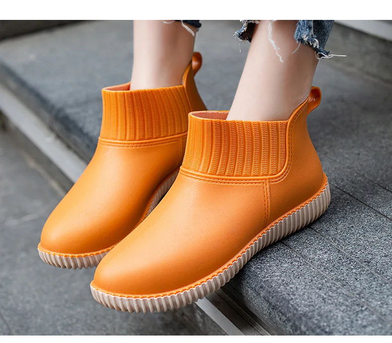 SUNNYS Waterproof Rain Boots for Girls Women Work Shoes Non-Slip Anti Skip Washing Water Shoes Pink Botas PVC 35-40 Size Fashion