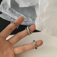 punk metal geometry circular punk rings set opening index finger accessories buckle joint tail ring for women jewelry gifts