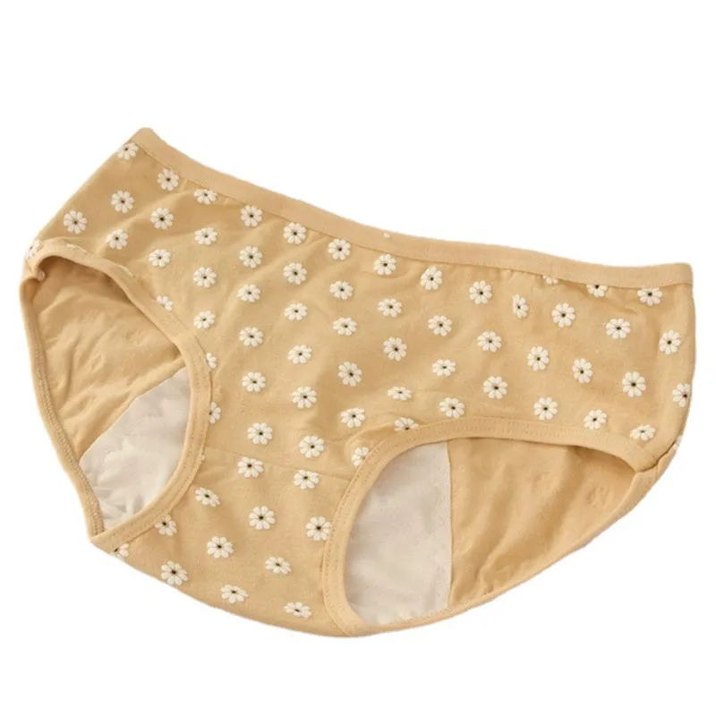 Teen Girl Menstrual Panties Physiological Briefs Floral Lingerie Leakproof Broadened Female Underwear Big Girl Period Panties