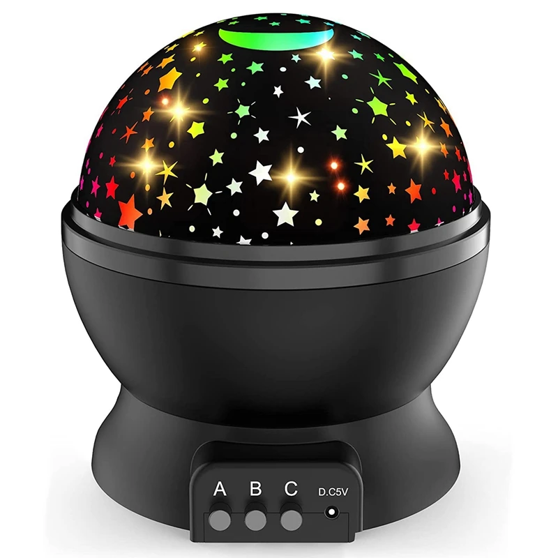 

Hot HG-Children's Night Light Projector: Rotating Moon Star Night Light Bedroom Party And Birthday Gifts (Black)