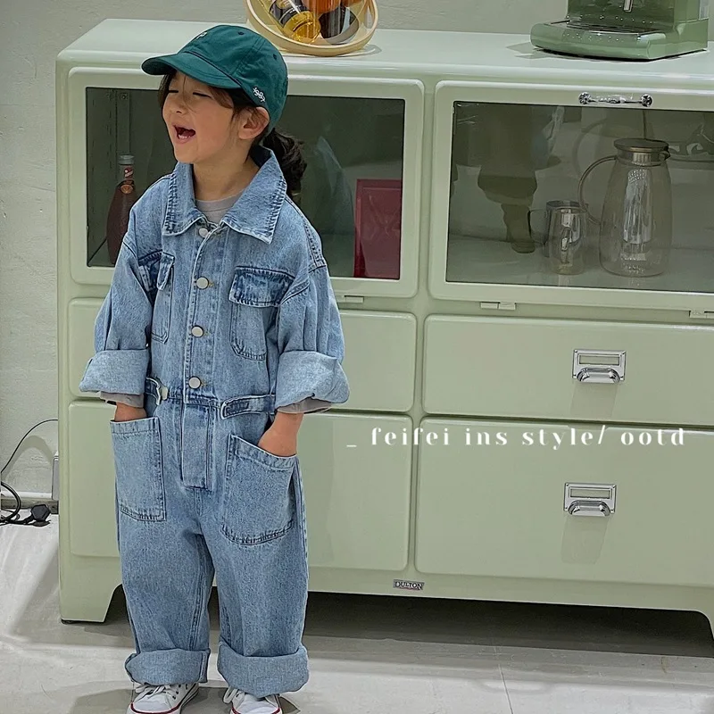 Детская одежда Новинка Весна 2020 детский джинсовый брючный комбинезон тонкий