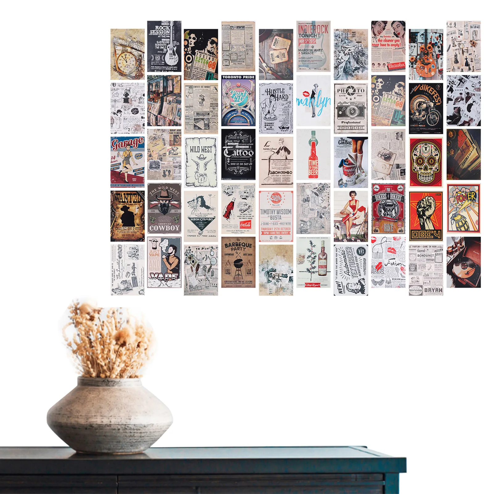 

Vintage Posters Kit Vintage Aesthetic Pictures Wall Collage Kit Retro Decor Trendy Wall Prints Kit Small Cartoon Poster For Room