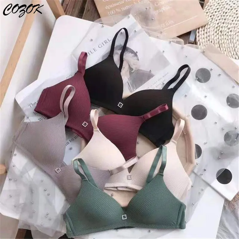 

New Products Seamless Sexy Striped Lingerie No Steel Ring Small Chest Push Up Women Underwear Fashion Simplicity Thin Girl Bra
