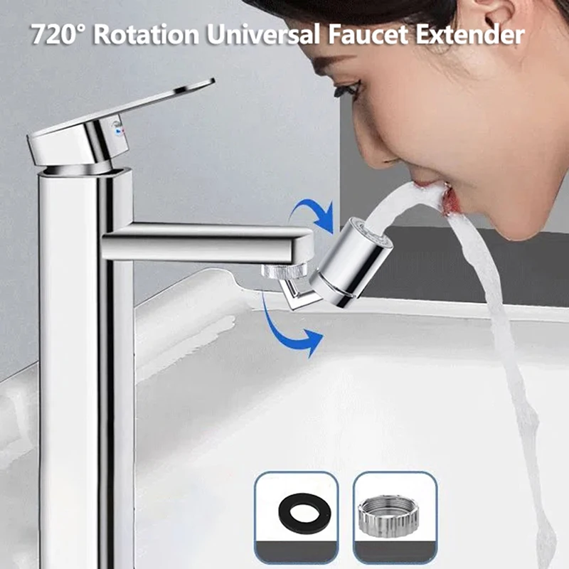 

New Universal 1080° Rotation Extender Faucet Aerator Plastic Splash Filter Kitchen Washbasin Faucets Bubbler Nozzle Robotic Arm