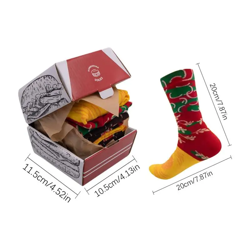 Забавная коробка для носков с едой 3 пары забавная рождественская гамбургеров