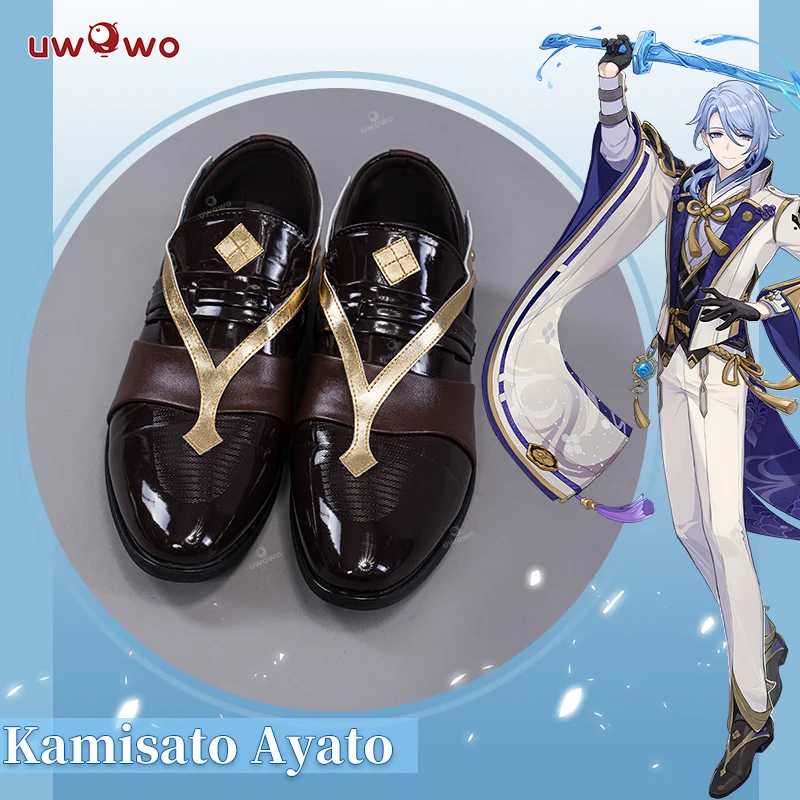

UWOWO Game Genshin Impact Cosplay Shoes Kamisato Ayato Male Boots Footwear Inazuma Cosplay Costume