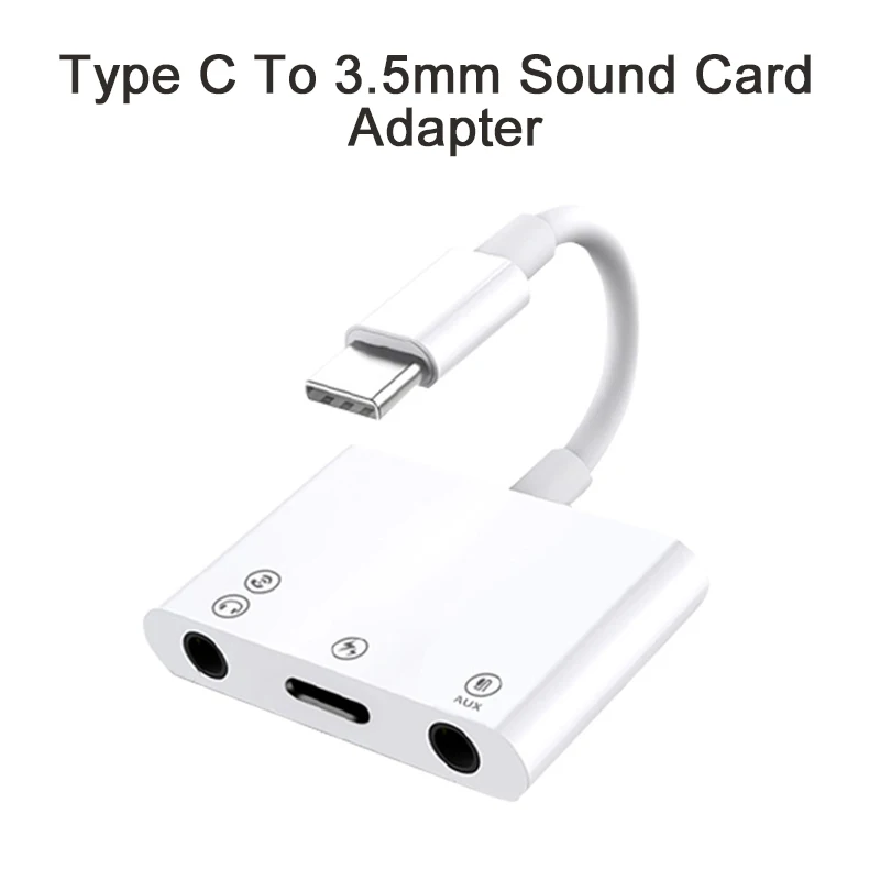 3 In 1 Type C To Dual 3.5mm Adapter Cable Audio Microphone Headphone Adapter For Samsung Huawei Mobile Phone Laptop Sound Card