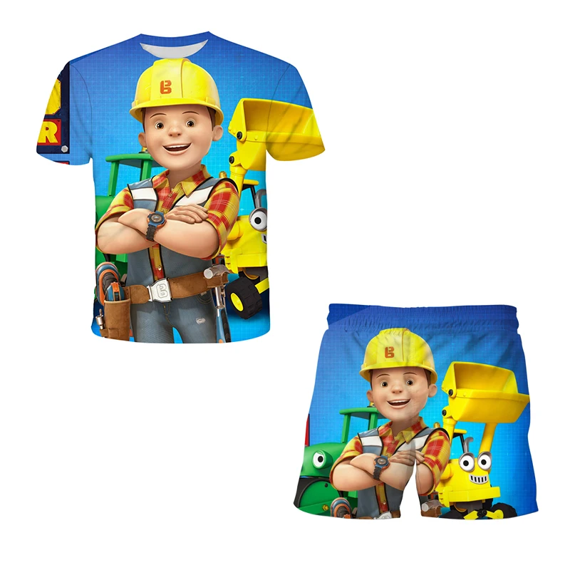 

New Children's Clothing, Baby Bus Cartoon 3D Personalized Printed Boy T-shirt, Baby Girls' Clothing Free Of Charge