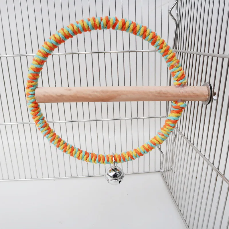

Pet Bird Parrot Toy Cotton Rope Circle Toys Chewing Bite Parrot Perch Hanging Cage Swing Rope Ring Stand Climb Toy Bird Supplies