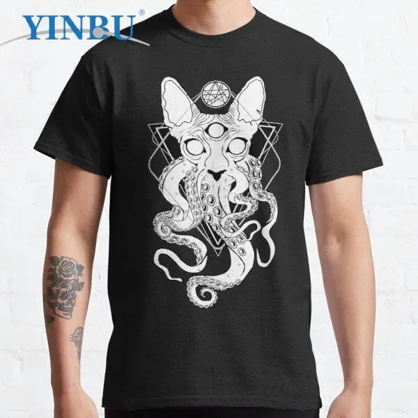 

Забавные футболки CATHULHU - the cosmic tentacle cat, Высококачественная брендовая графическая футболка YINBU, Мужская короткая Футболка bastet