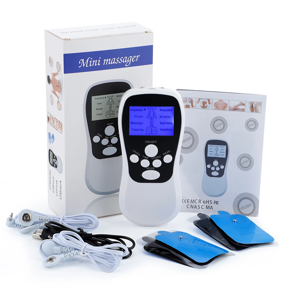 

Dual-output 8 Modes Mini Tens Ems Unit Massager Full Body Eletric Muscle Stimulator Electroestimulador Pulse Therapy Machine