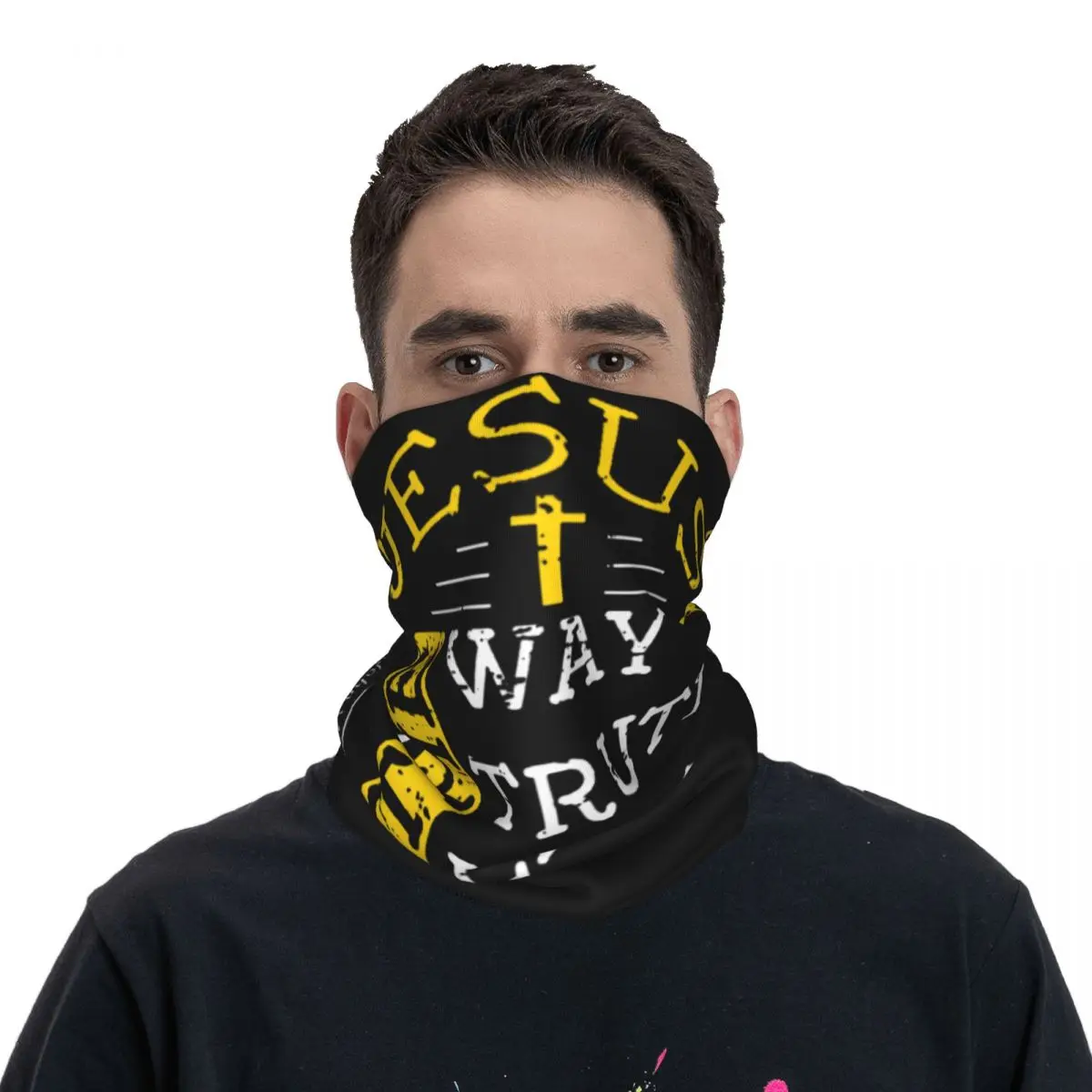 

Unisex Jesus The Way Truth Life Scripture Gift Bandana Stuff Neck Cover Printed Magic Scarf Face Mask For Cycling Breathable