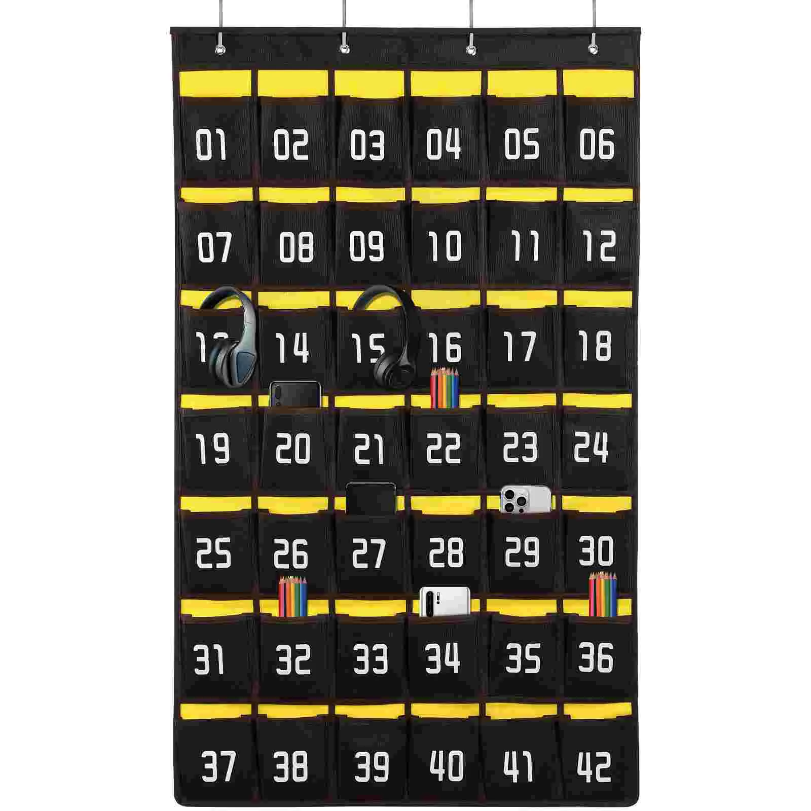 

Mobile Phone Storage Bag Pocket Organizer Cell Numbered Classroom Hanging Pouch Holder Chart Headphone Bags Student Pockets