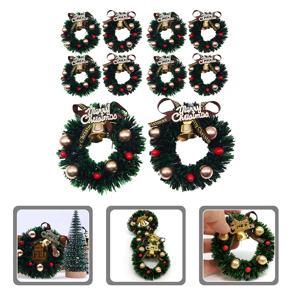 

Wreath Christmas Mini Wreaths Tree Hanging Miniaturexmas Ornaments Artificial Bow Craftsaccessories House Pendants Garland