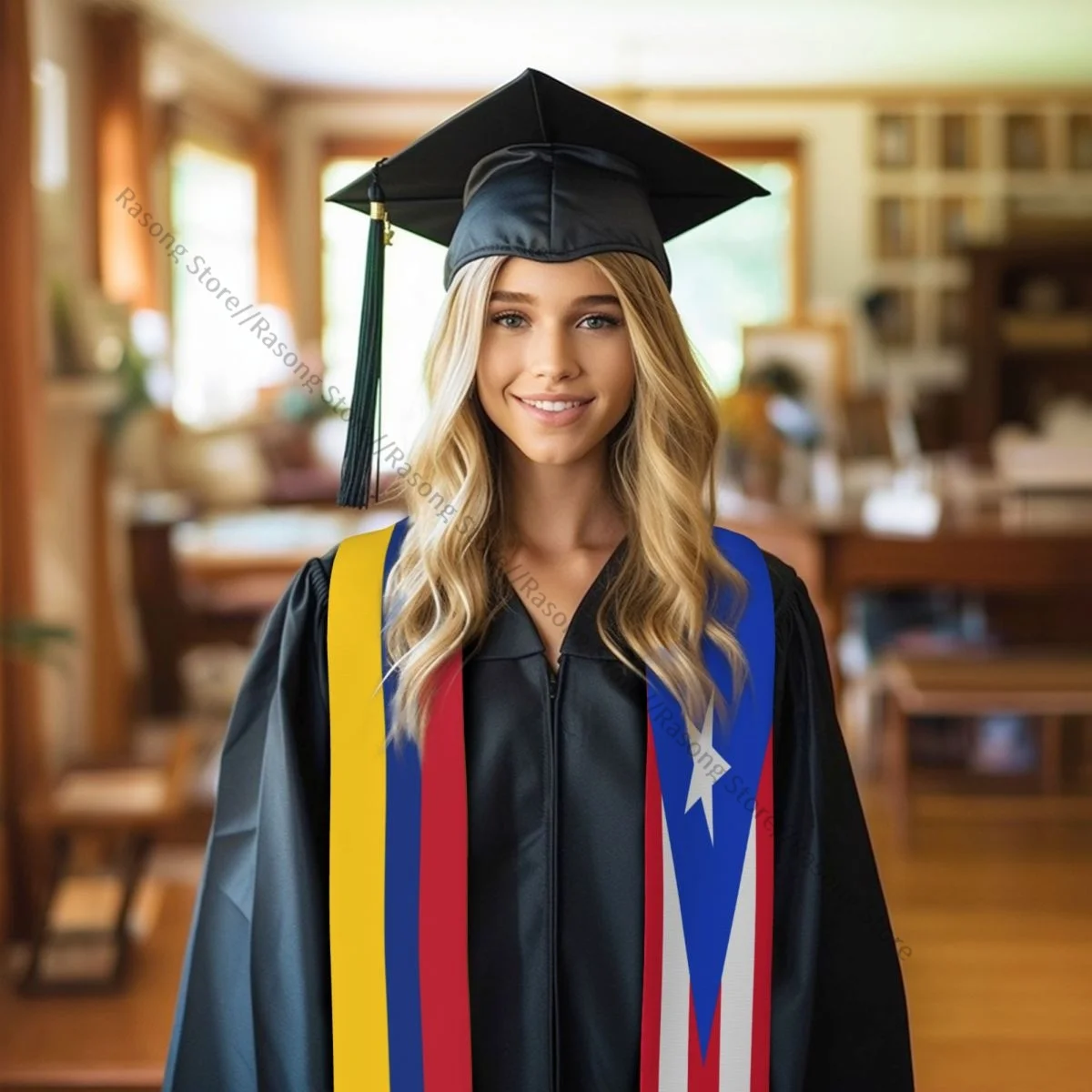 Выпускная накидка для академического открытия унисекс флаг Пуэрто-Рико палантин