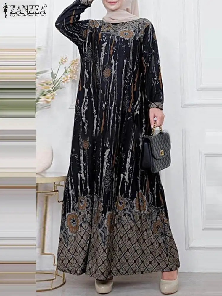 Платье ZANZEA женское с цветочным принтом винтажный праздничный Макси Сарафан