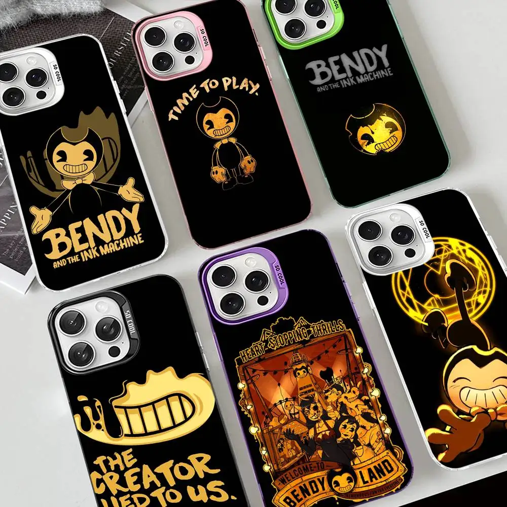 Фото Классический чехол для телефона B-Bendy And The I-Ink M-Machine для iPhone 17 16 15 14 11 12 13 Pro Max Plus Pro, цветной, серебристый №1