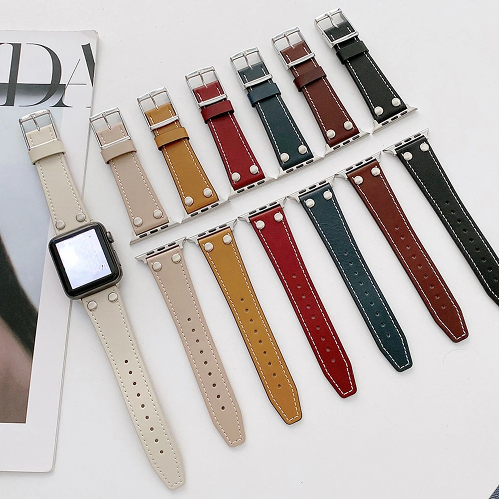 Fashion leather loop For Apple Watch Band Ultra 49mm 45 41mm 42 38mm 40 44 bracelet wriststrap for iWatch series 8 7 6 5 se 4 3