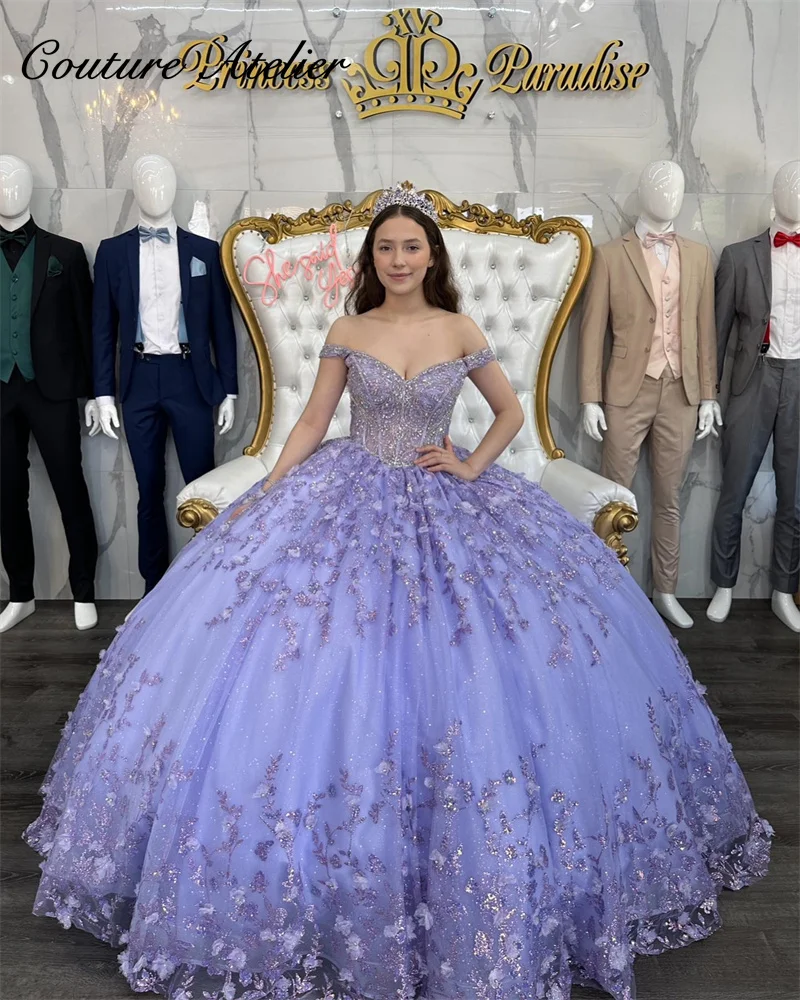 

Sweet Lilac Lavender Quinceanera Dresses 3D Butterfly Sweet 15 Birthday Party Gowns Luxury Girl vestidos de 15 anos 2023