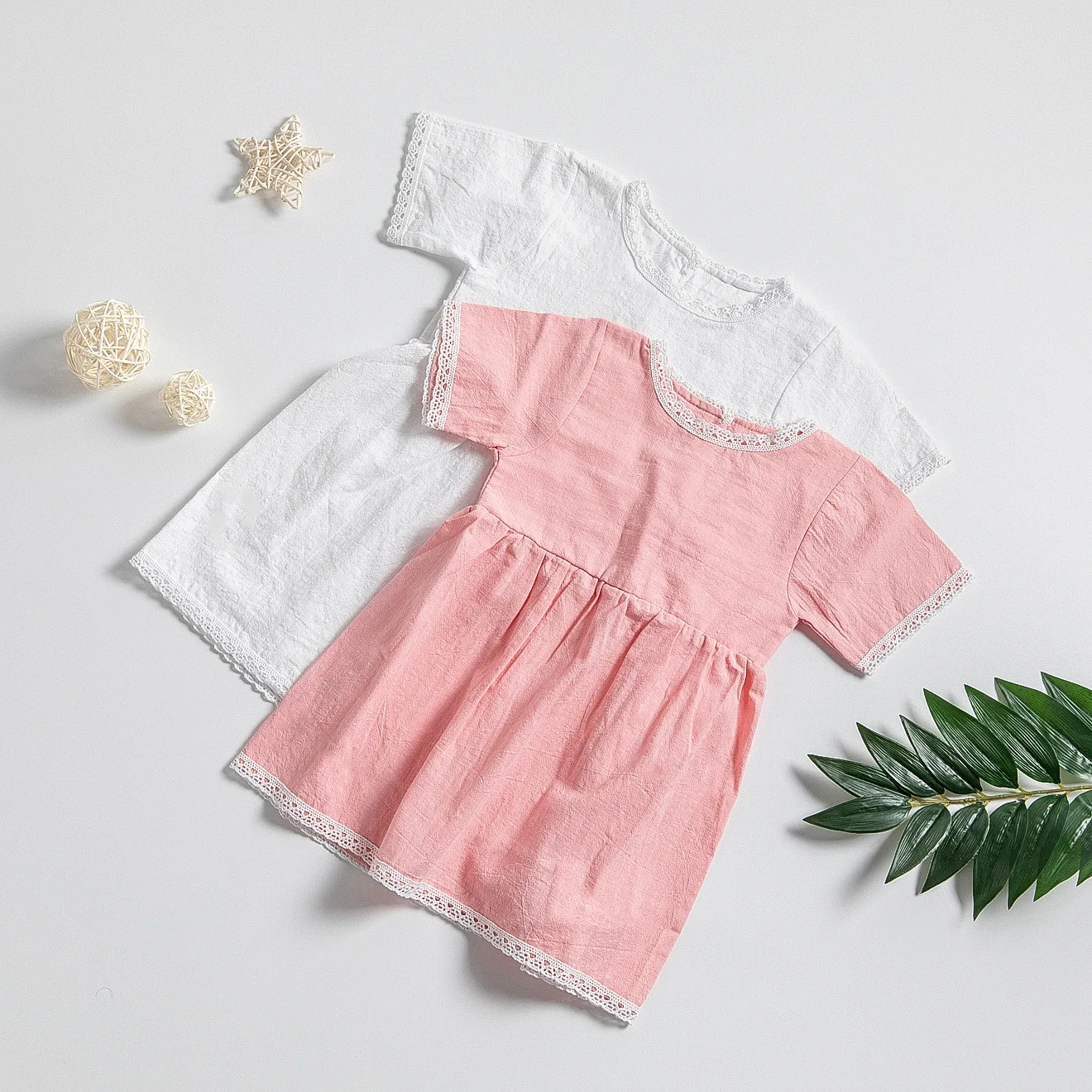 

New children's skirts lace lace short-sleeved girls' dresses children's dresses