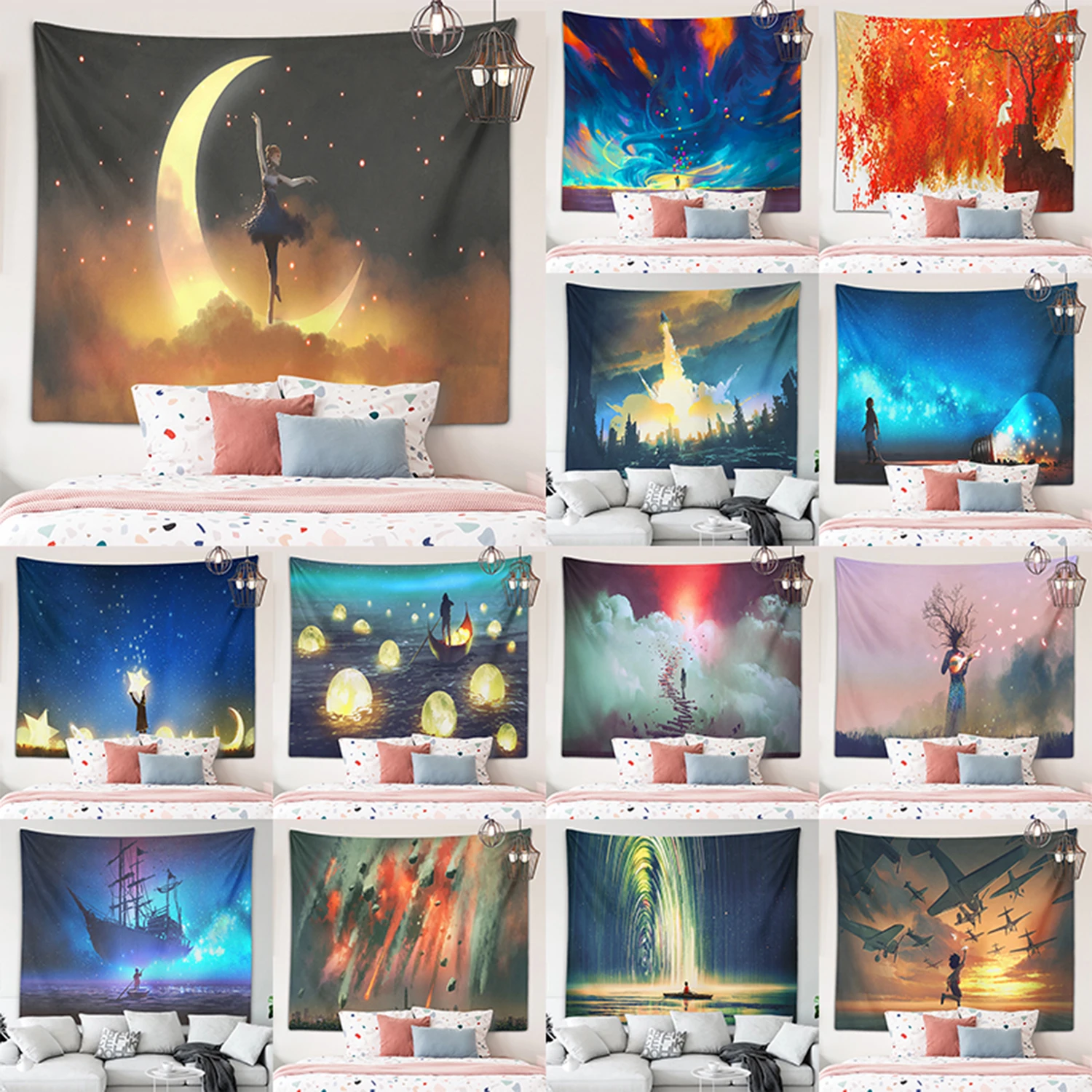 

Human fantasy art tapestry wall artist's life home decoration children's room hanging cloth wall hanging beach towel free hook