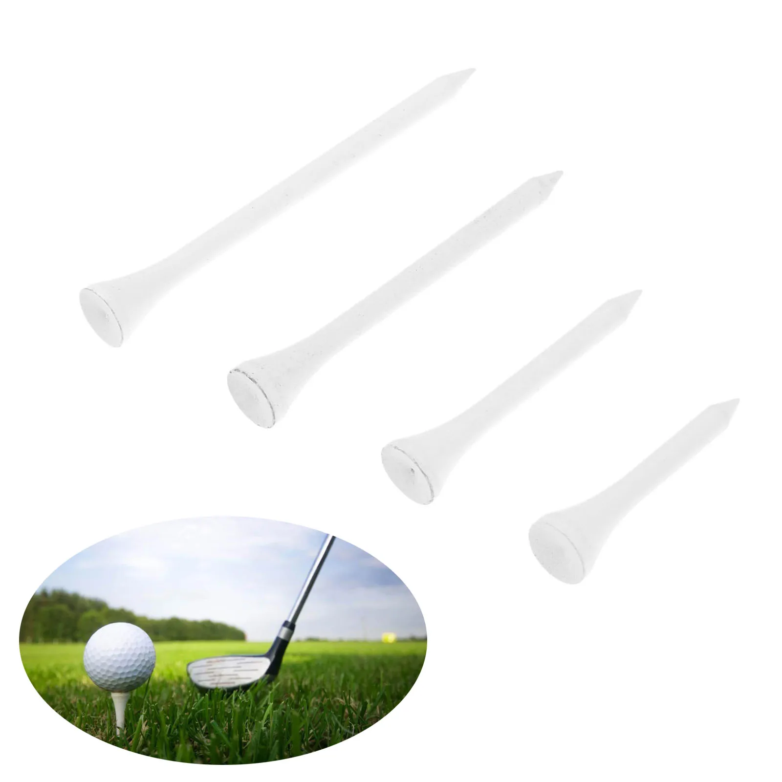 

100pcs White Golf Ball Wood Tees Durable Maple Wood Practice Tees Golf Accessories Golf Wooden Tees 42mm 54mm 70mm 83mm