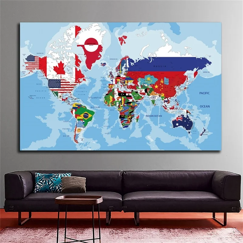 

Карта мира 59*42 см, декоративная картина на холсте, настенный плакат и принты, картина без рамы, офисные принадлежности, декор для комнаты и до...