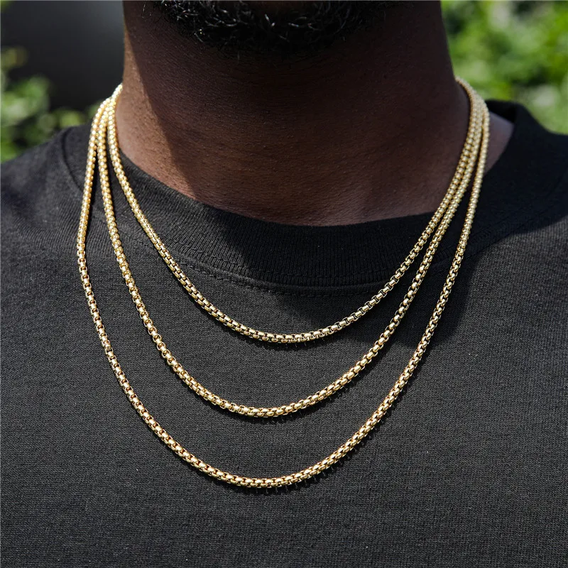 

2mm/3mm Hiphop Width Bead Chain Necklace Twisted Gold Silver Color 316L Stainless Steel Necklaces For Women Men Jewelry